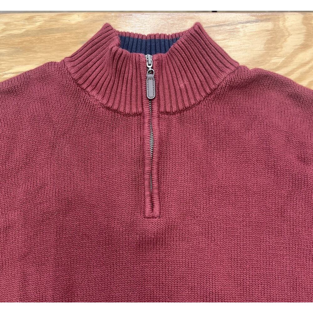 LL Bean Mens Quarter Zip Knit Sweater Size Large Burgundy Thick Outdoor Golf - Picture 2 of 8